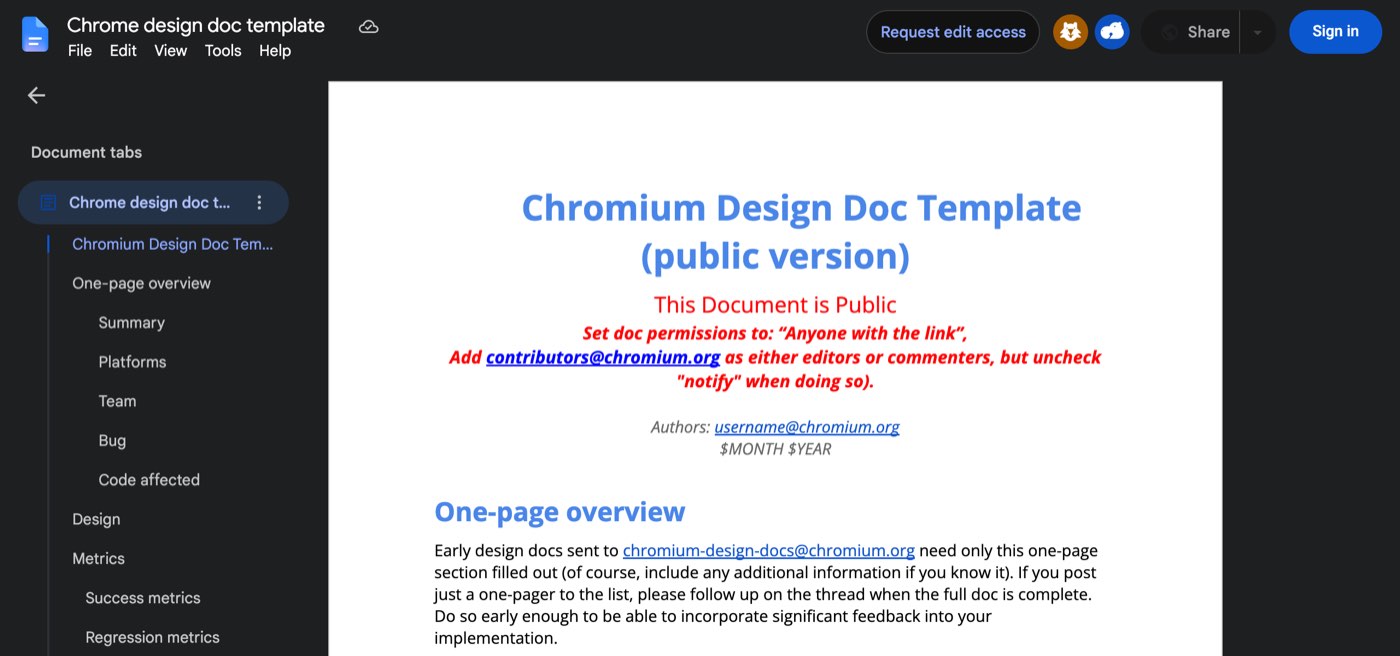 The same public Google Doc on September 27, 2026 with Chrome's Auto Dark Mode for Web Contents enabled: the menus and sidebar are dark but the document page is still white