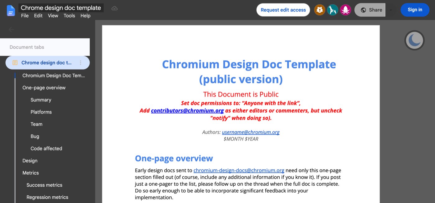 The same public Google Doc on September 27, 2026 with the Google Docs Dark Mode extension version 1.5.1: a grey toolbar and sidebar, a document tabs panel left white, and a white page
